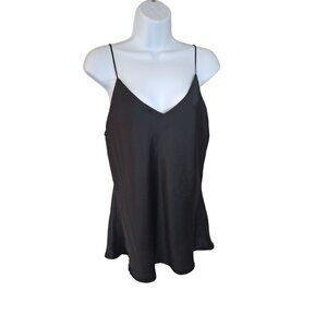 Shinestar Womens Camisole Top XL Black Sleeveless Spaghetti Strap Goth